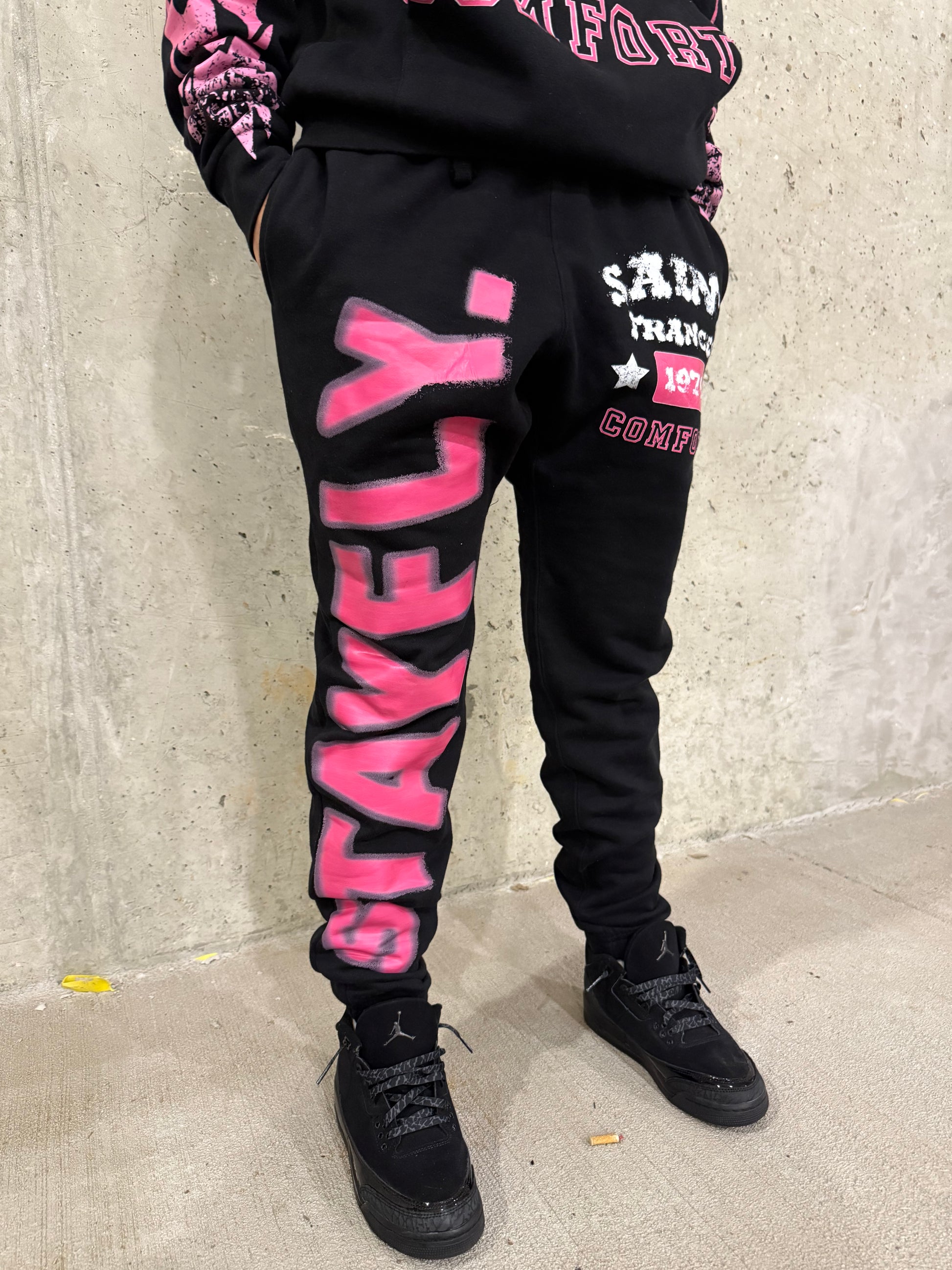 Black “STAYFLY” Joggers