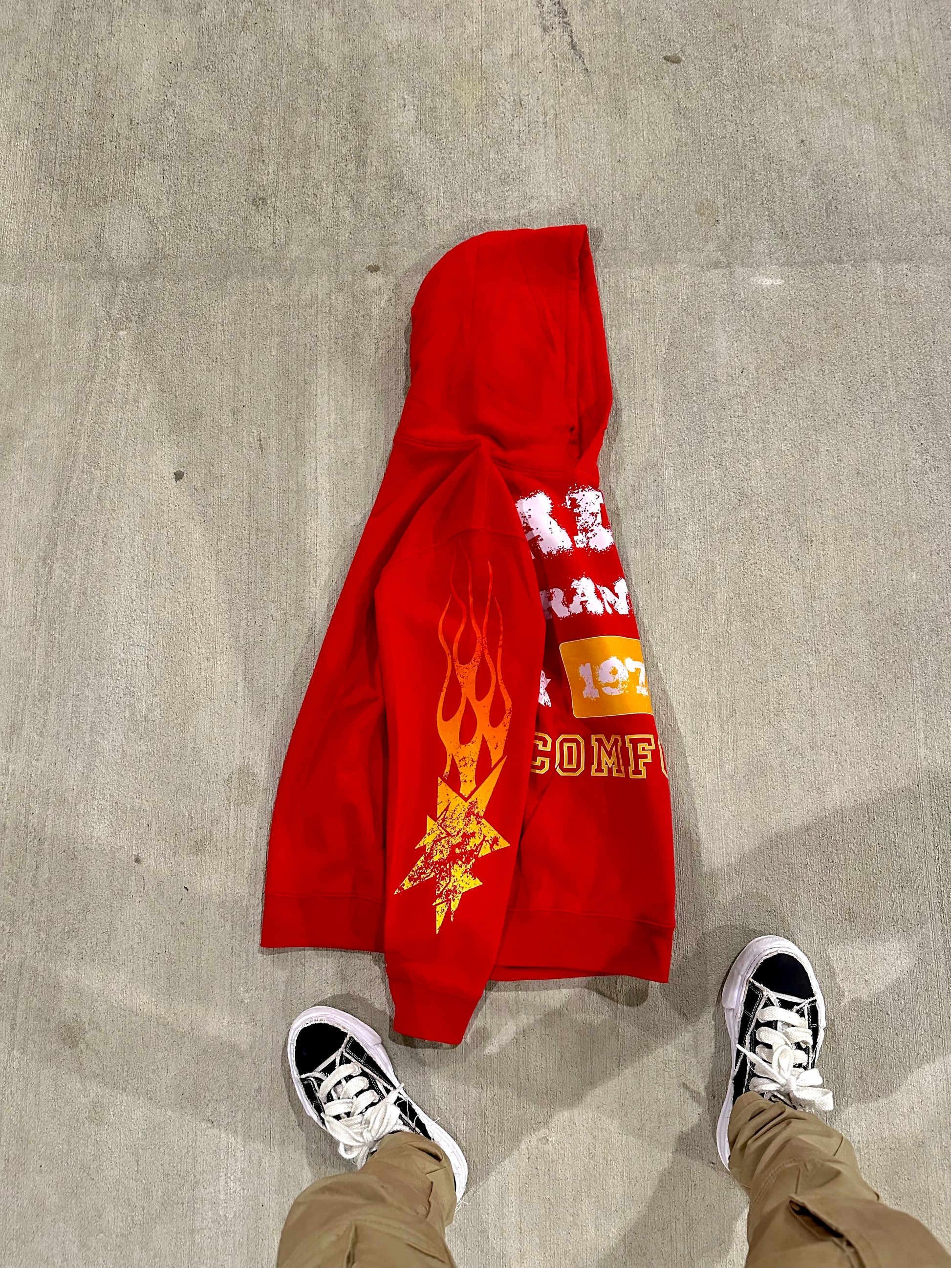 Red “COMFORTS” Hoodie