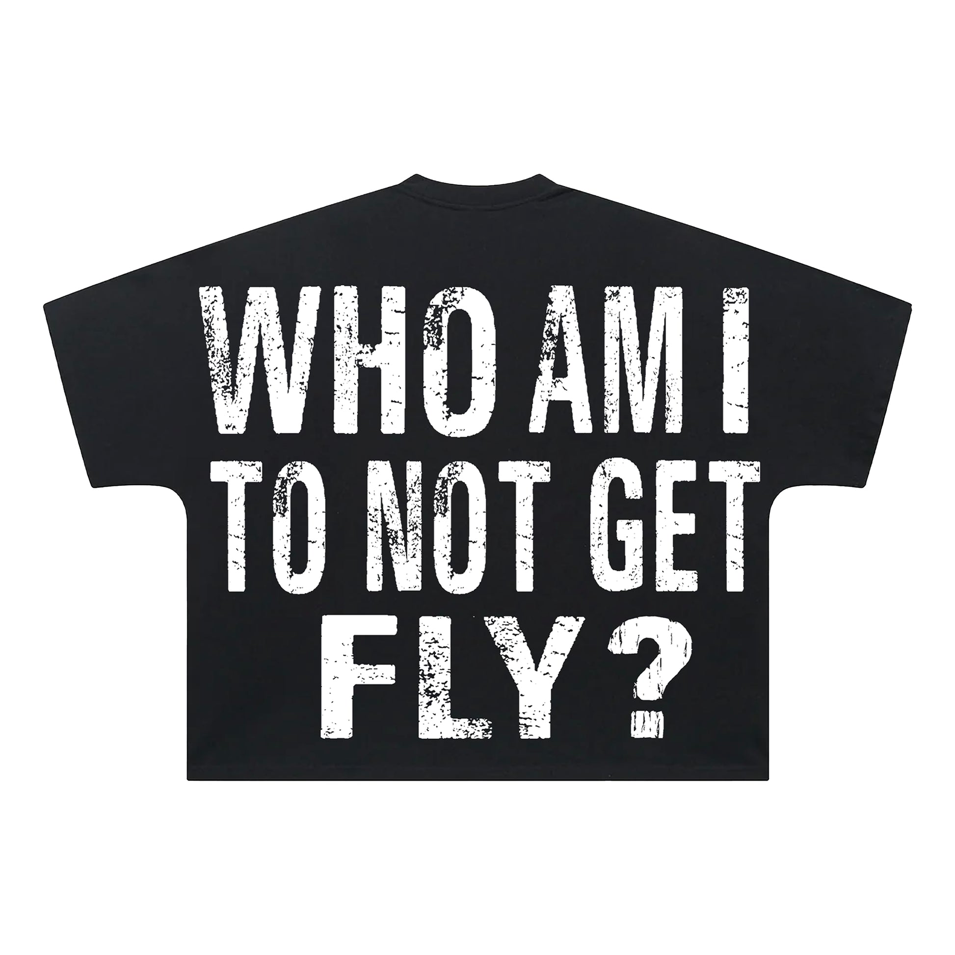 "WHO AM I" Black Oversized Tee