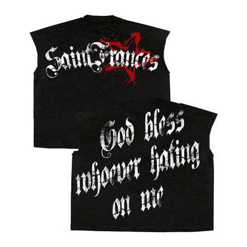 "GOD BLESS MY HATERS" Black Cutoff Tee